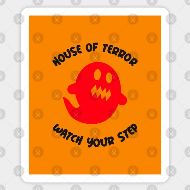 Spooky Halloween Red Ghost House of Terror Sticker by BlueCloverTrends